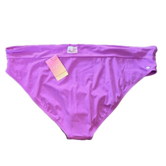 NWT Stoney Clover High-Leg High-Waist Ribbed Bikini Bottom - 4X (28W-30W) Purple - Picture 3 of 4